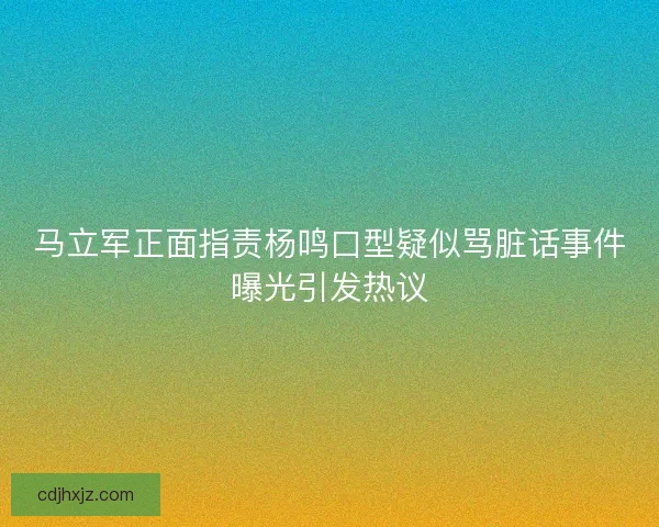 马立军正面指责杨鸣口型疑似骂脏话事件曝光引发热议