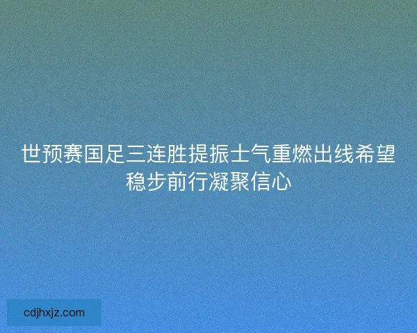 世预赛国足三连胜提振士气重燃出线希望稳步前行凝聚信心 世预赛国足三连胜提振士气重燃出线希望稳步前行凝聚信心